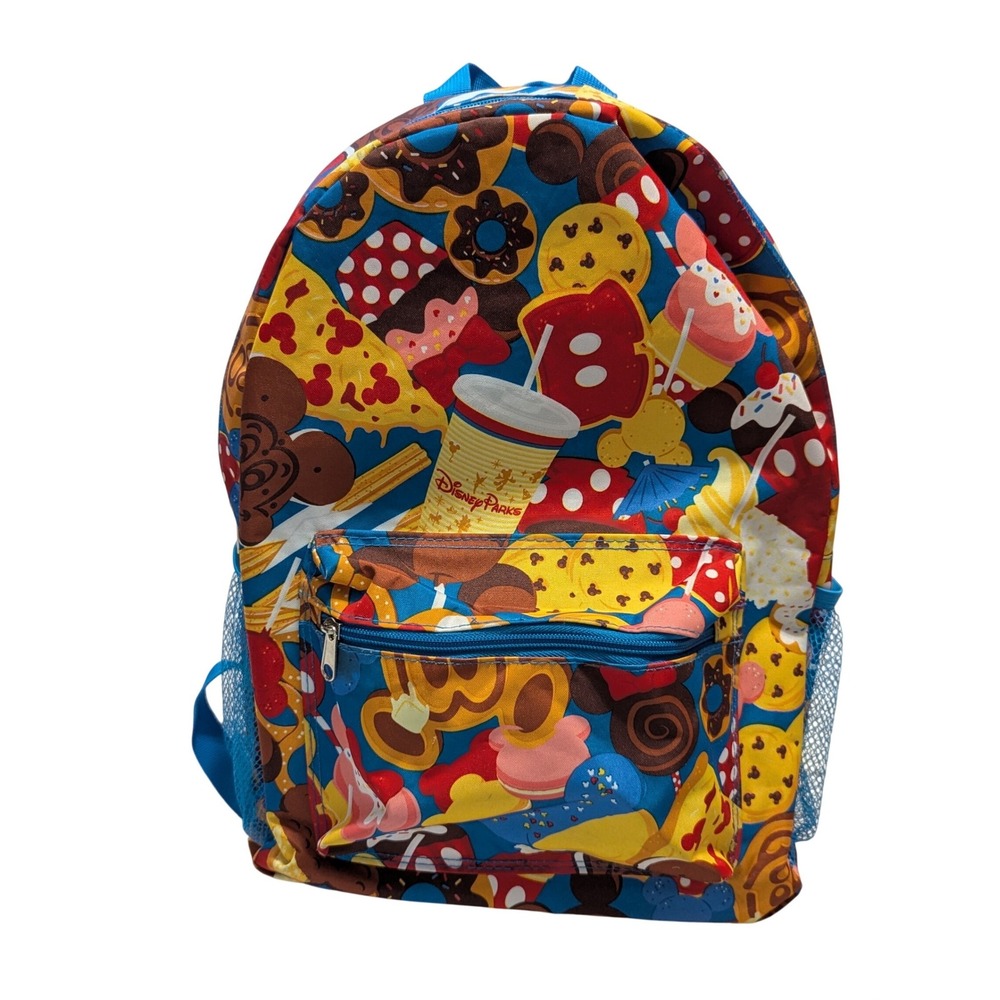 Disney Parks Snack Icon Print Backpack Unisex Blue Mickey‎ Waffles Dole Whip
